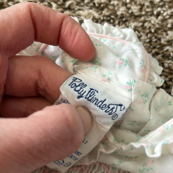 Vintage Polly Flinders Pink Green Formal Shortsleeve Floral Embroidered Dress - Picture 11 of 13